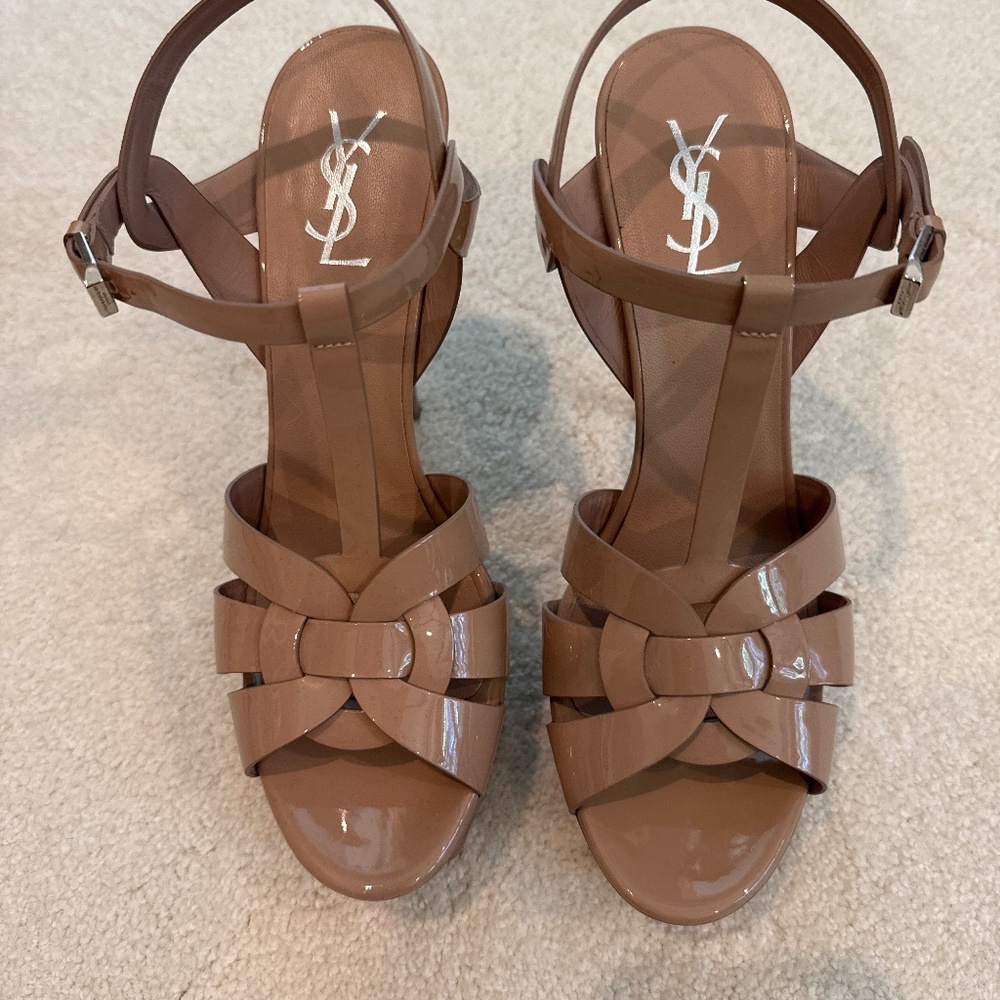 Yves Saint Laurent Tan Strappy Heels